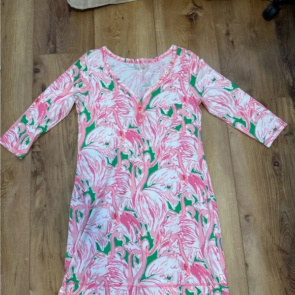 Lilly Pulitzer | Dresses | Lilly Pulitzer Pink And Green Flamingo Dress |  Poshmark